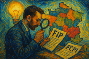 illustration artistique d’un investisseur comparant un FIP et un FCPI