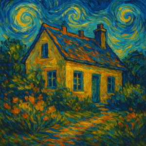 Peinture style Van Gogh représentant la transmission entre parents et enfants